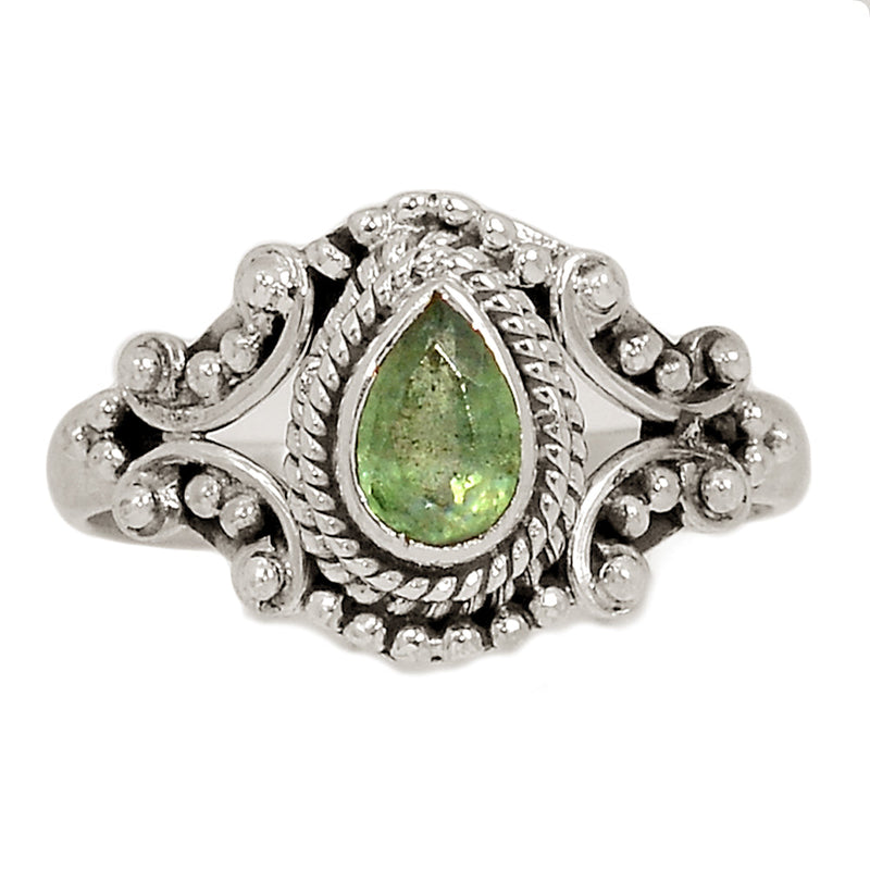 Small Filigree - Green Kyanite Faceted Ring - GKFR107