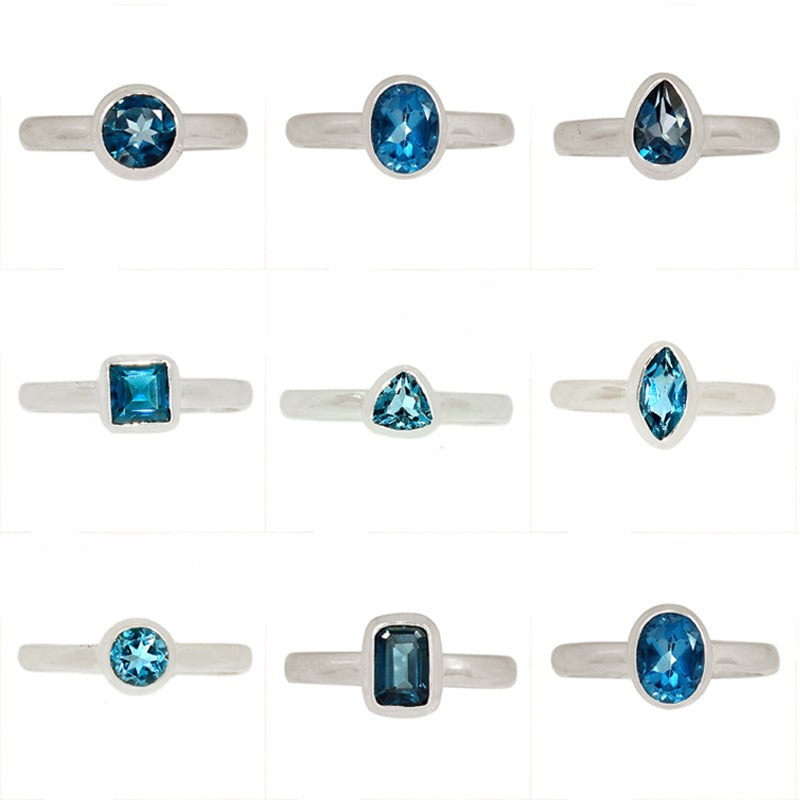 9 Pieces Mix Lot - London Blue Topaz Rings - GLBTR1