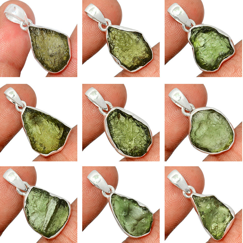 9 Pieces Mix Lot - Moldavite Pendants - GMLDP1