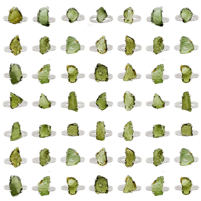 50 Pieces Mix Lot - Claw Setting - Moldavite Rings - GMLDR6