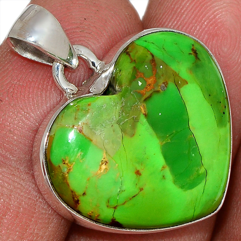 1.2" Heart - Green Mohave Turquoise Pendants - GMTP961