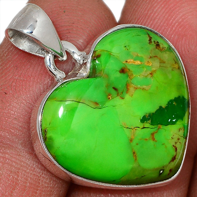 1.2" Heart - Green Mohave Turquoise Pendants - GMTP985