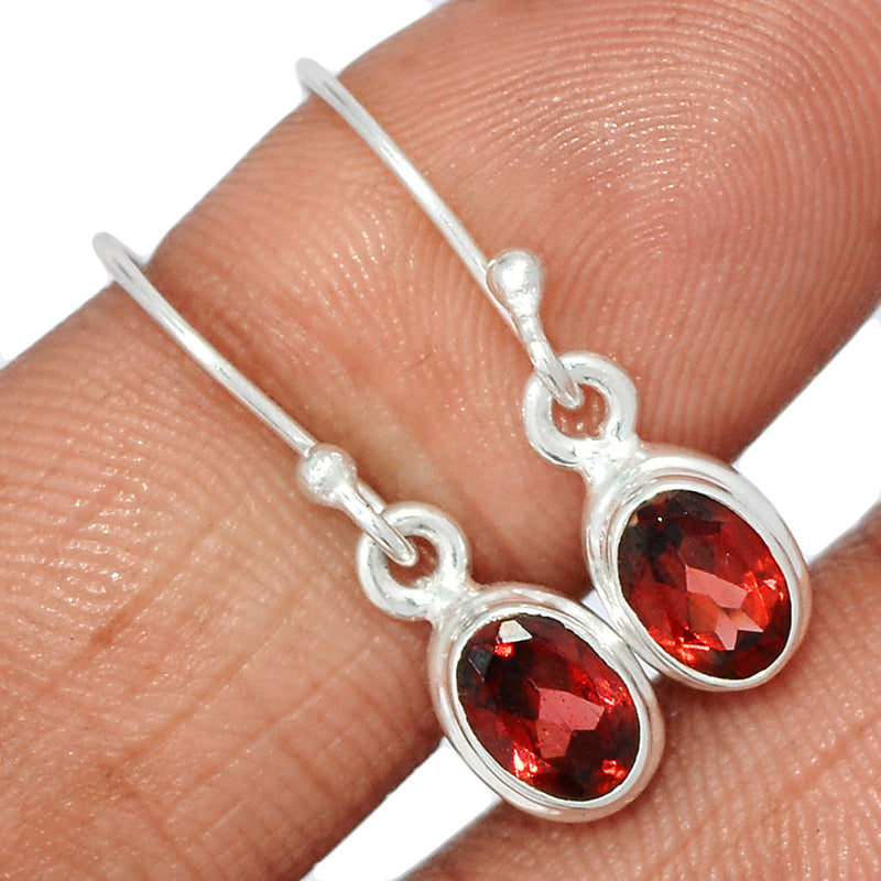 1" Garnet Faceted Earrings - GNFE737