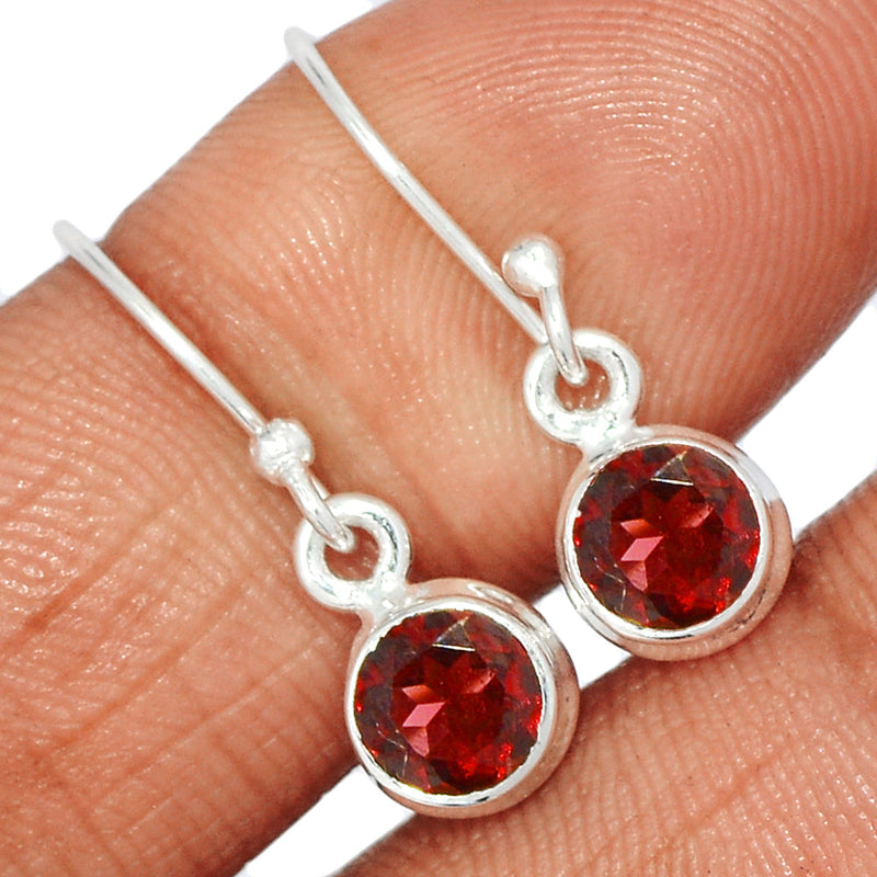 1" Garnet Faceted Earrings - GNFE739