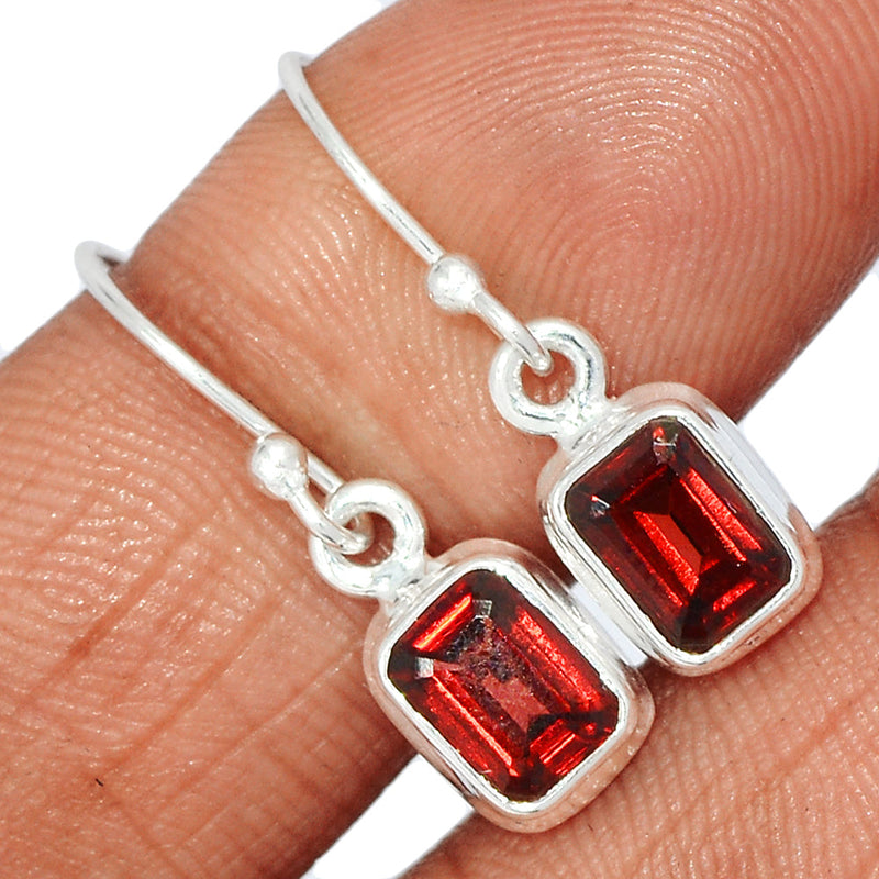 1" Garnet Faceted Earrings - GNFE754