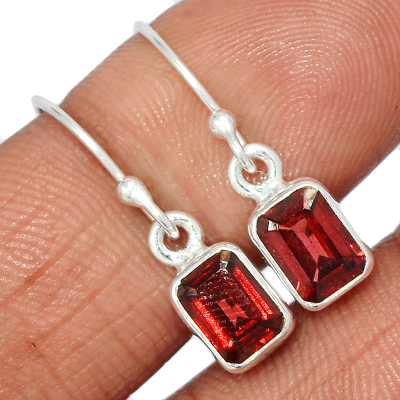 1" Garnet Faceted Earrings - GNFE757