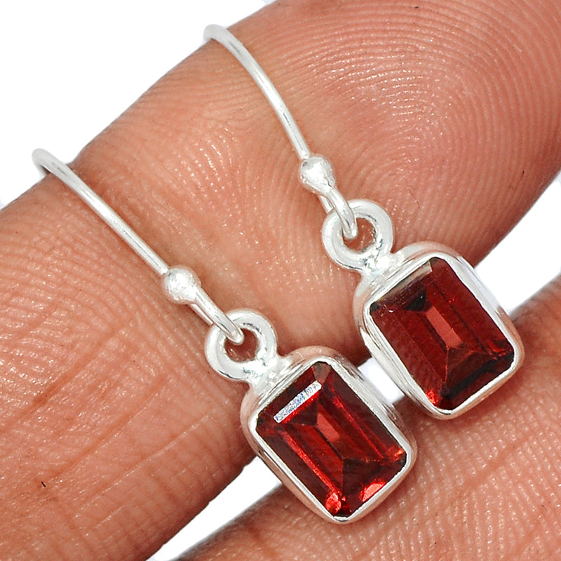 1" Garnet Faceted Earrings - GNFE758