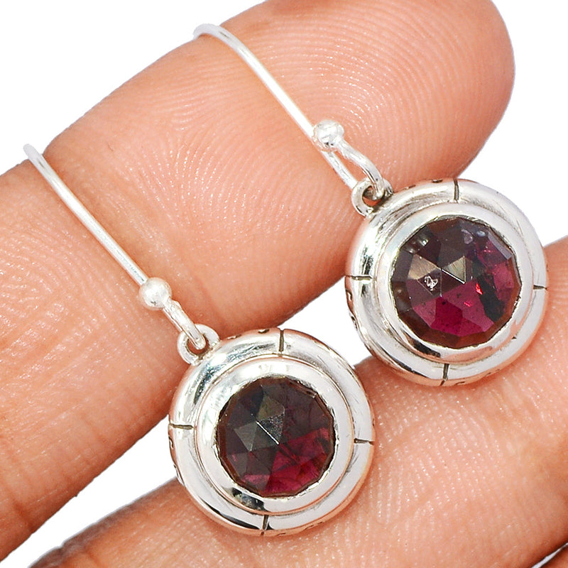 1.2" Garnet Faceted Earrings - GNFE765