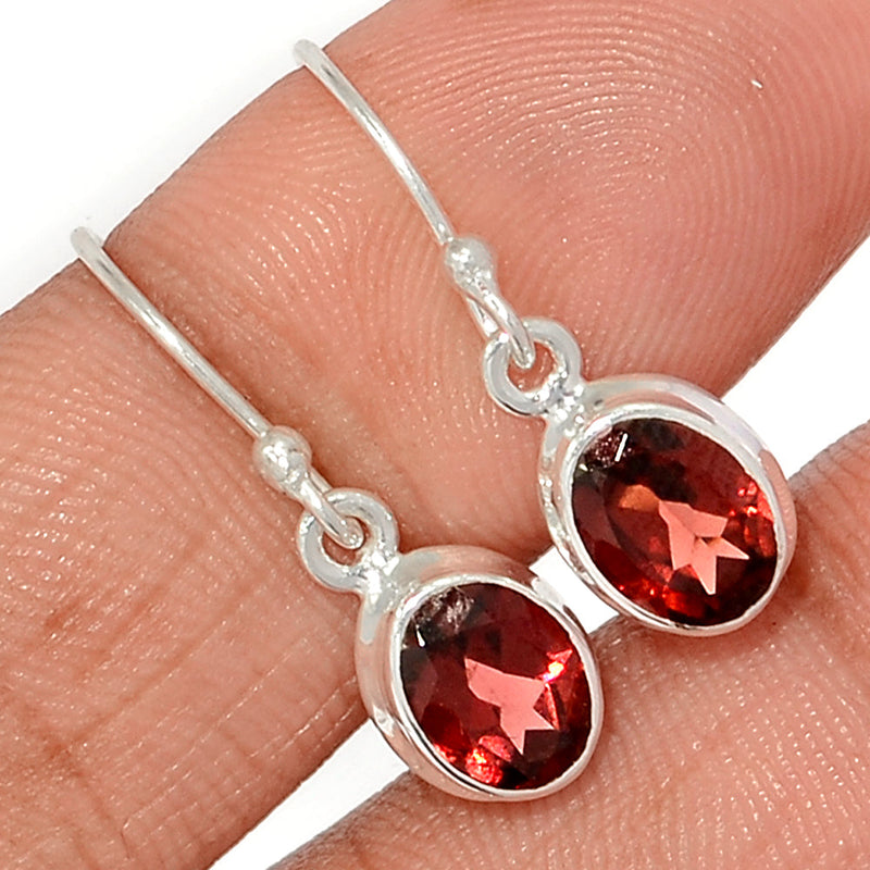 1" Garnet Faceted Earrings - GNFE770