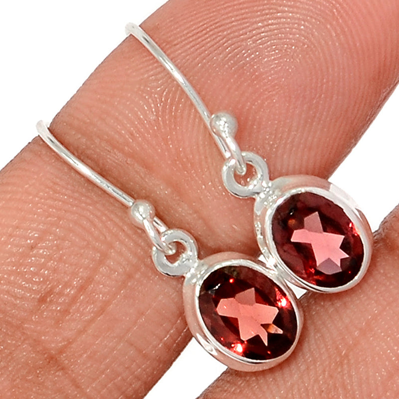 1" Garnet Faceted Earrings - GNFE775