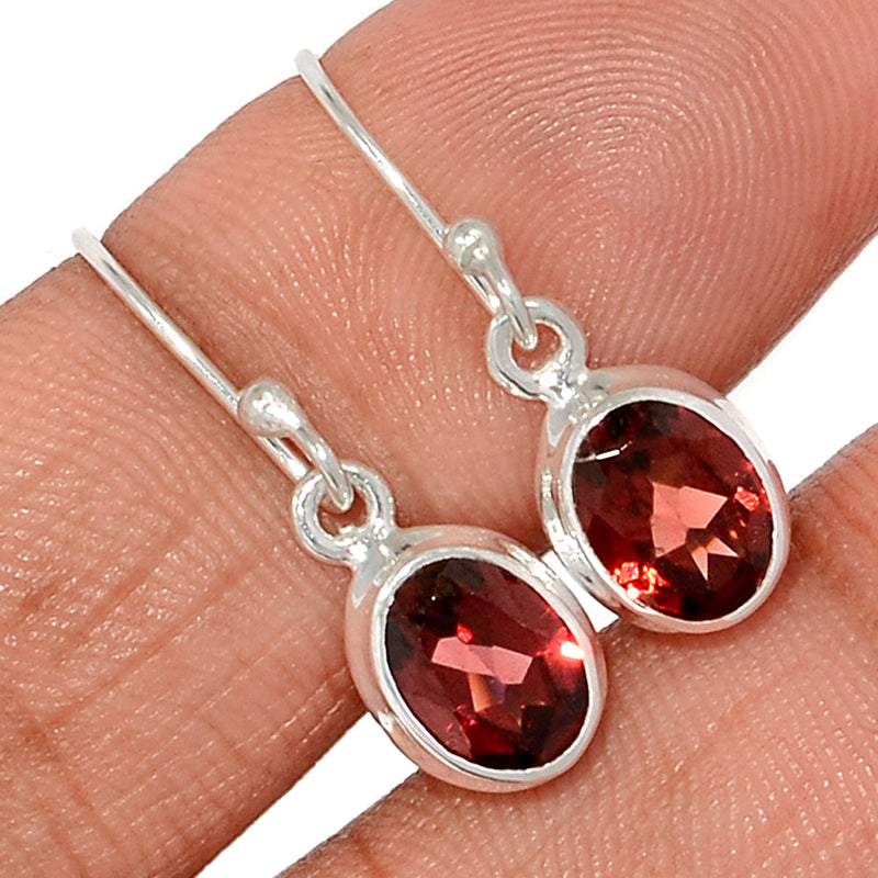 1" Garnet Faceted Earrings - GNFE785