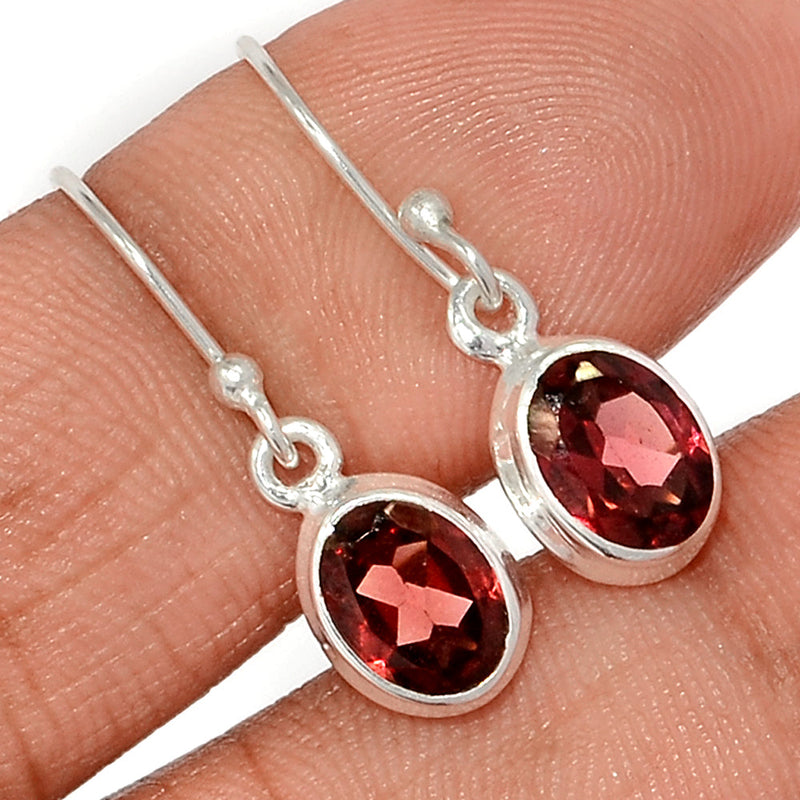 1" Garnet Faceted Earrings - GNFE790