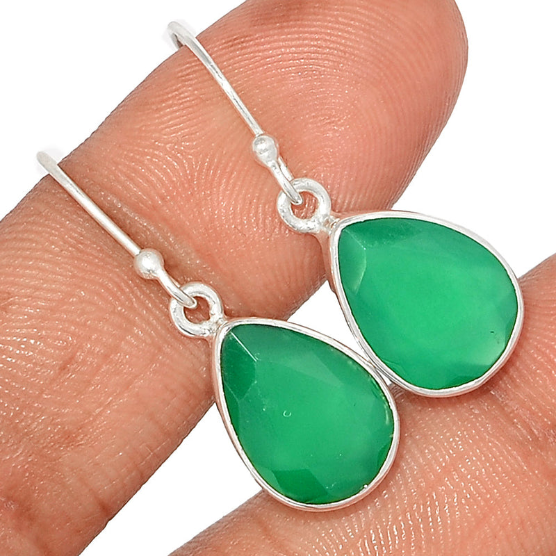 1.2" Green Onyx Faceted Earrings - GOFE163