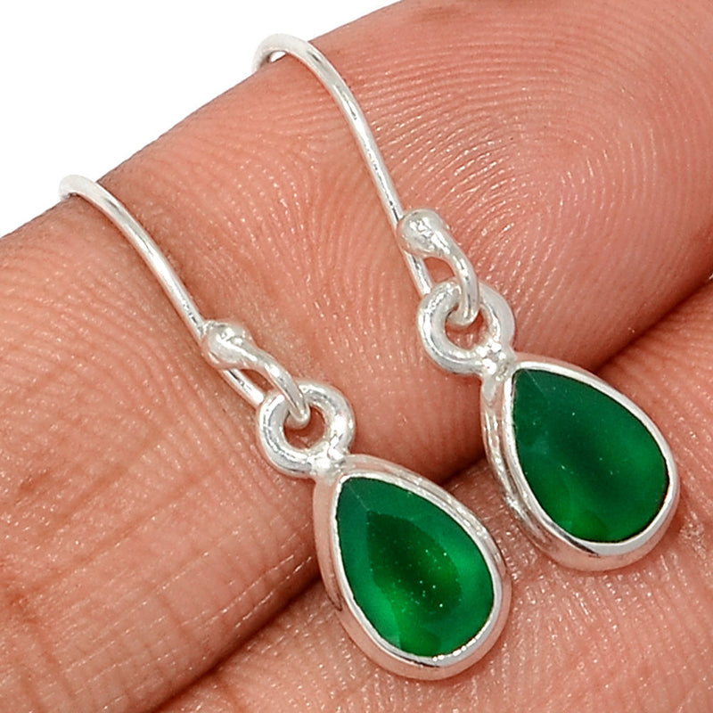 1.1" Green Onyx Faceted Earrings - GOFE166