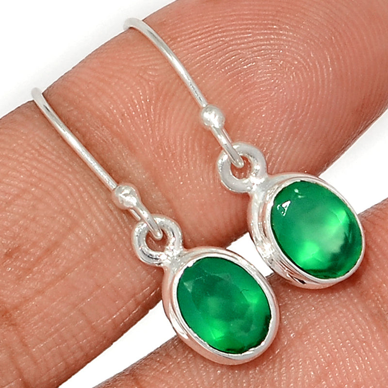 1.1" Green Onyx Faceted Earrings - GOFE167