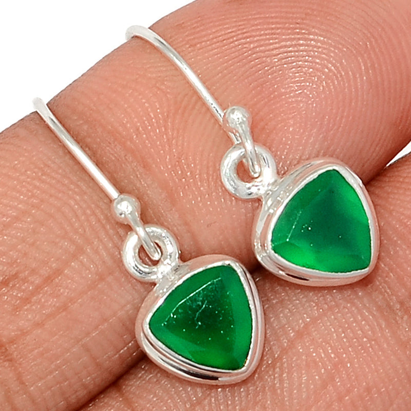 1" Green Onyx Faceted Earrings - GOFE168