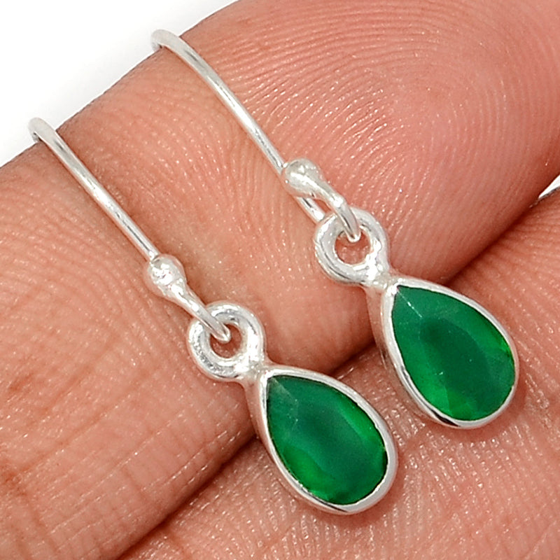 1" Green Onyx Faceted Earrings - GOFE169