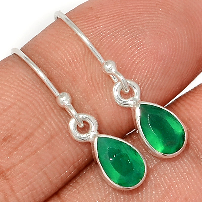 1" Green Onyx Faceted Earrings - GOFE172