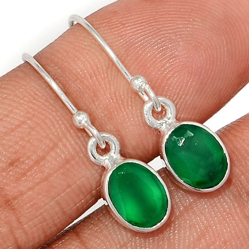 1" Green Onyx Faceted Earrings - GOFE173