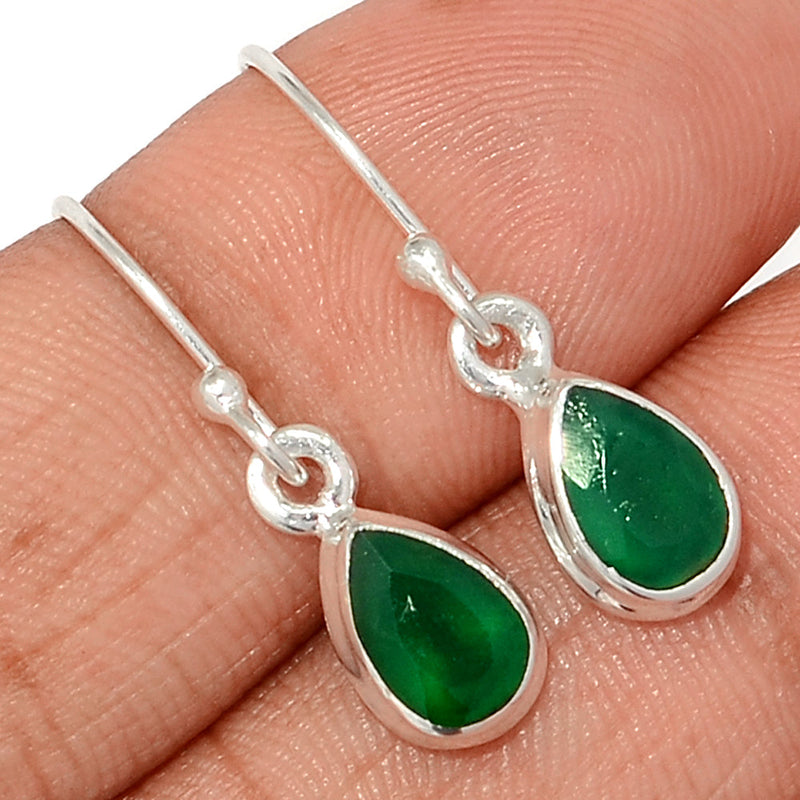 1.1" Green Onyx Faceted Earrings - GOFE174