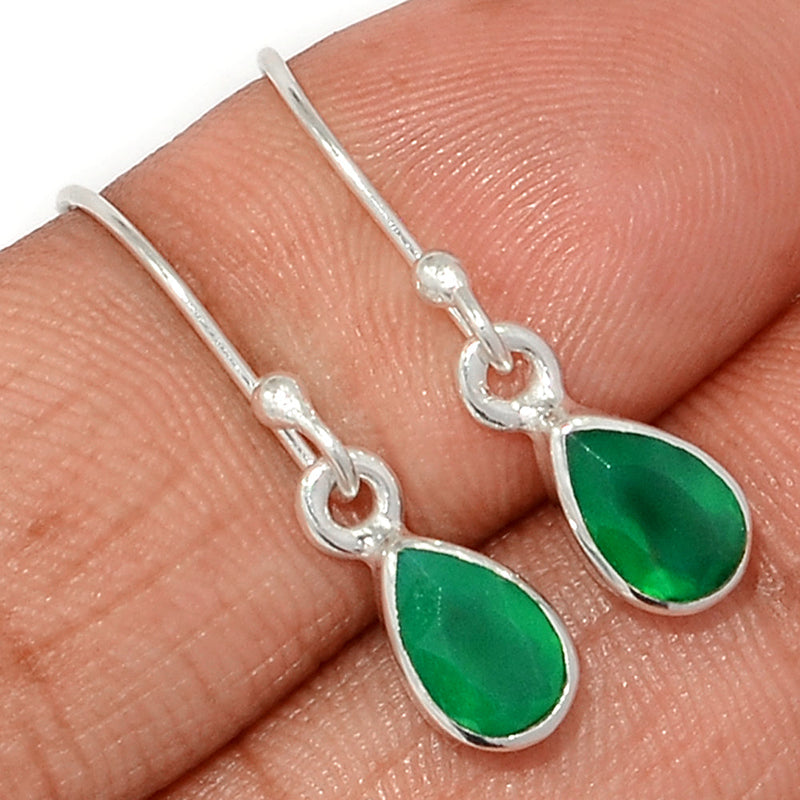 1" Green Onyx Faceted Earrings - GOFE175