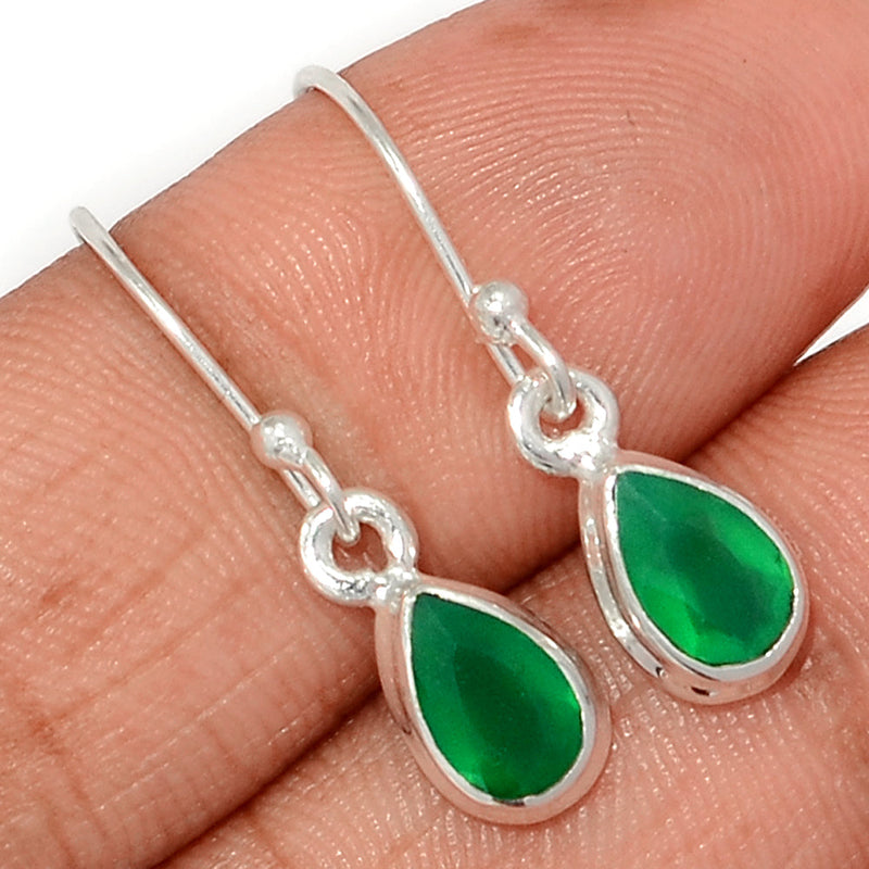 1.1" Green Onyx Faceted Earrings - GOFE178