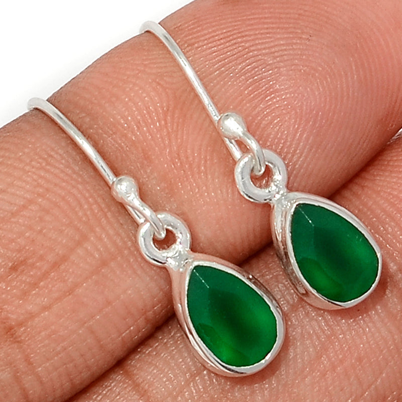 1.1" Green Onyx Faceted Earrings - GOFE179