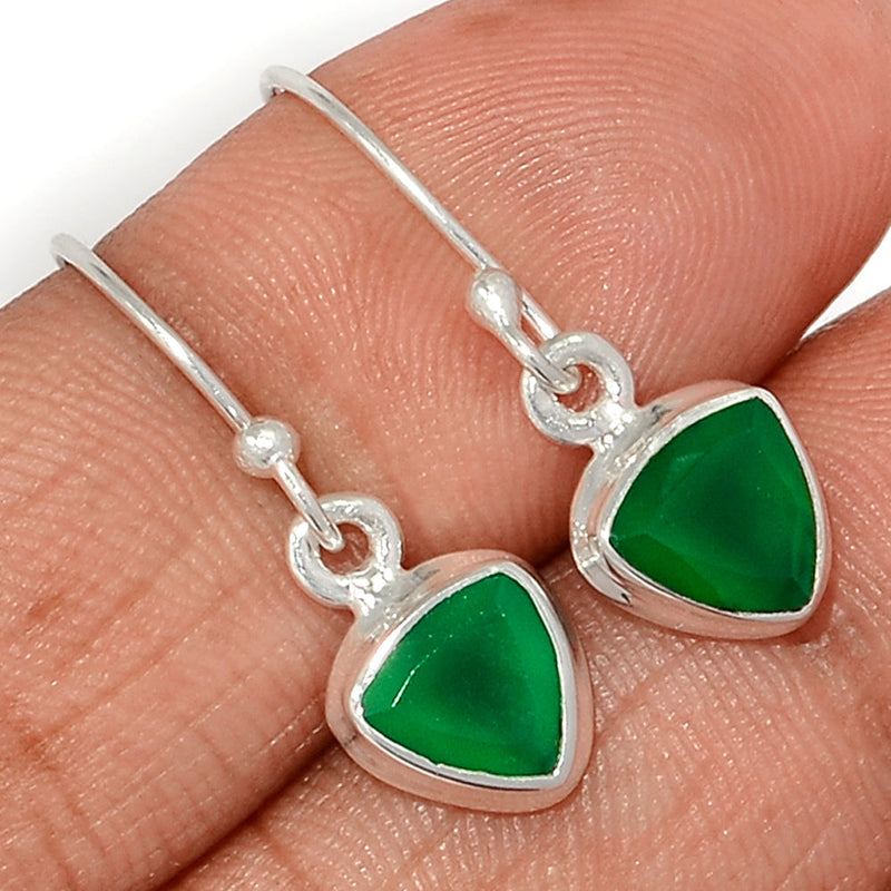 1" Green Onyx Faceted Earrings - GOFE181