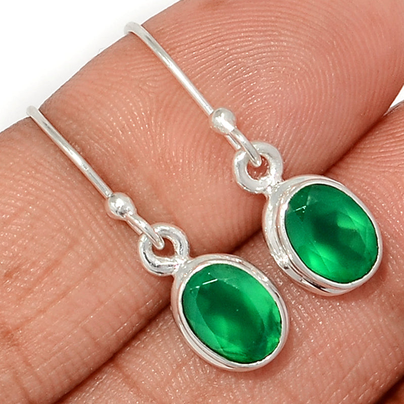 1.1" Green Onyx Faceted Earrings - GOFE182