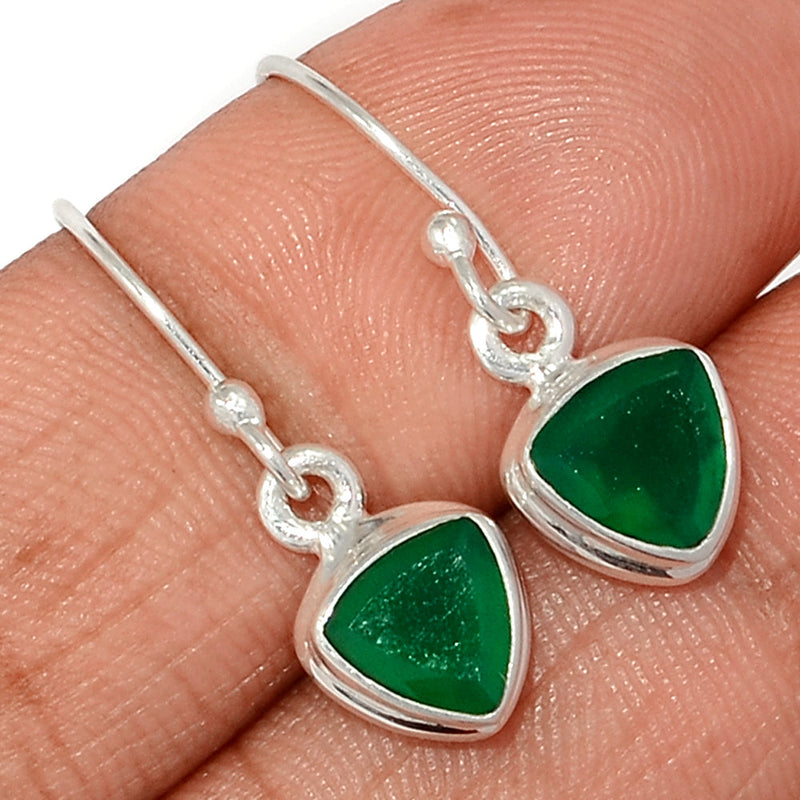 1" Green Onyx Faceted Earrings - GOFE183