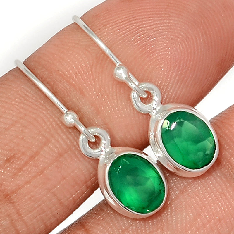 1.1" Green Onyx Faceted Earrings - GOFE184