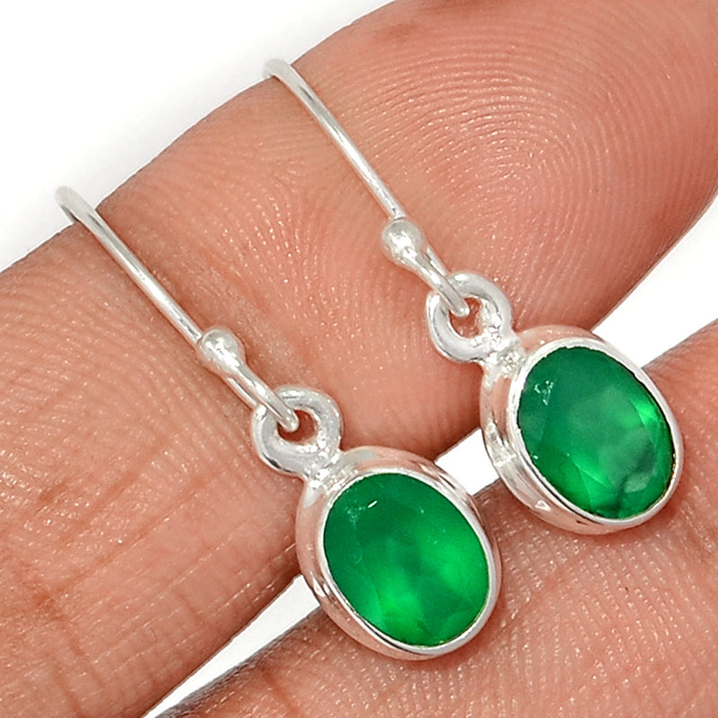 1.1" Green Onyx Faceted Earrings - GOFE186