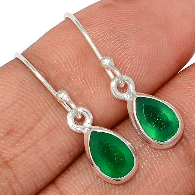 1.1" Green Onyx Faceted Earrings - GOFE189