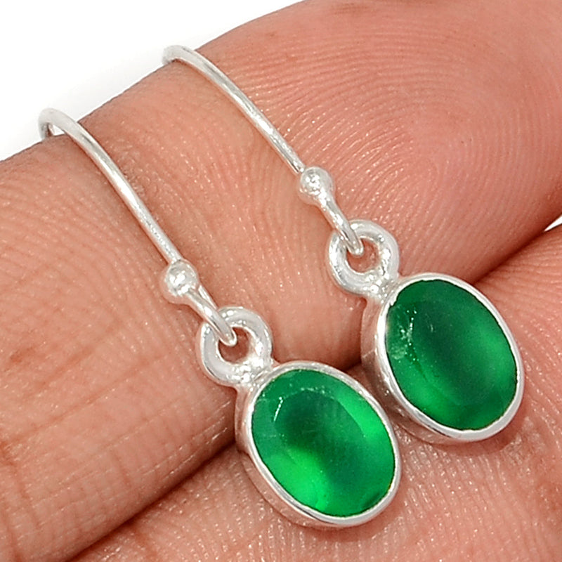 1" Green Onyx Faceted Earrings - GOFE190