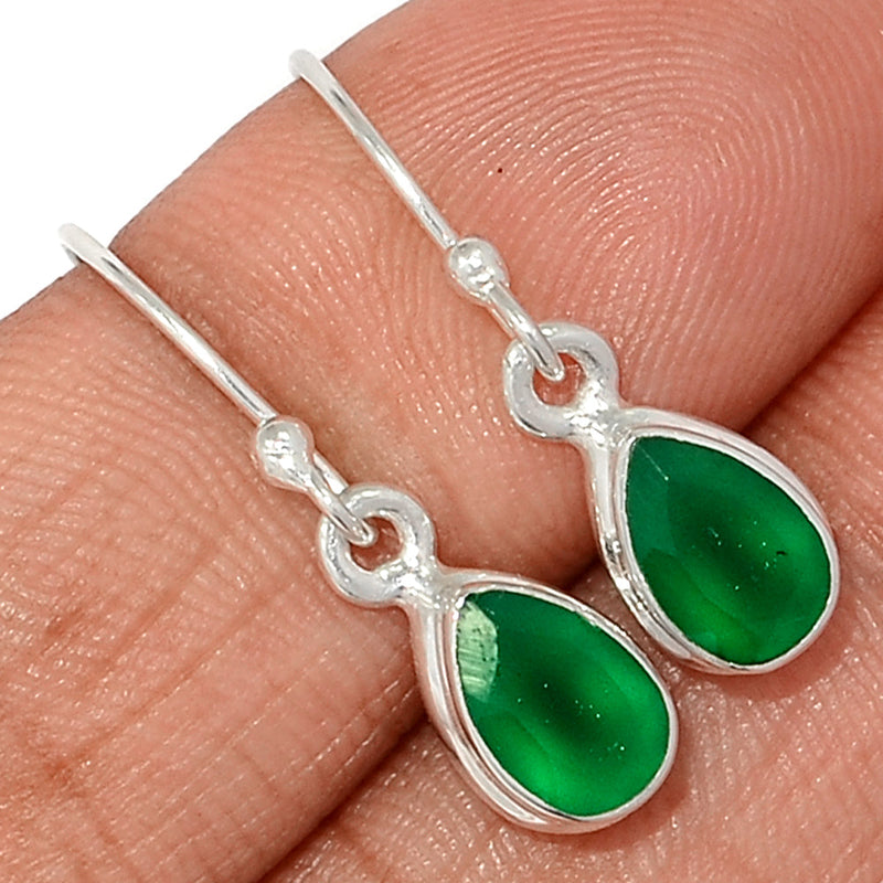 1.1" Green Onyx Faceted Earrings - GOFE191