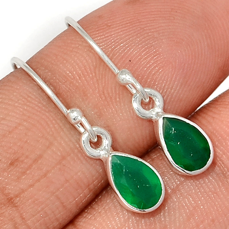 1" Green Onyx Faceted Earrings - GOFE192