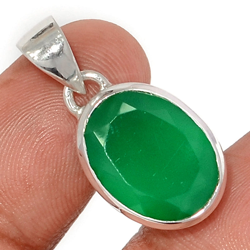 1.1" Green Onyx Faceted Pendants - GOFP309