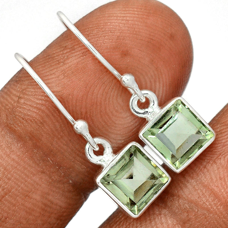 1" Green Amethyst Earrings - GRAE839