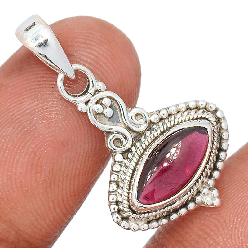 1.2" Fine Filigree - Garnet Cabochon Pendants - GRCP413