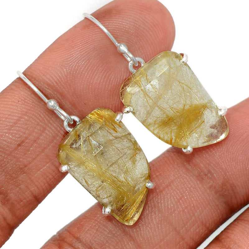 1.5" Golden Rutile Faceted Earrings - GRFE125