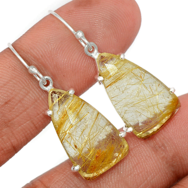 1.5" Golden Rutile Faceted Earrings - GRFE131