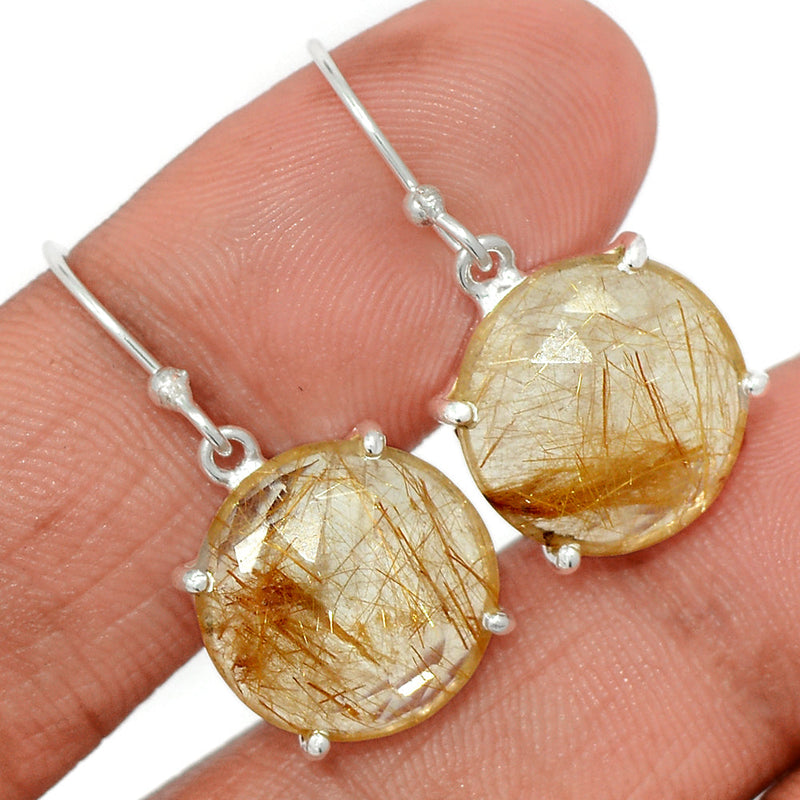 1.2" Golden Rutile Faceted Earrings - GRFE141