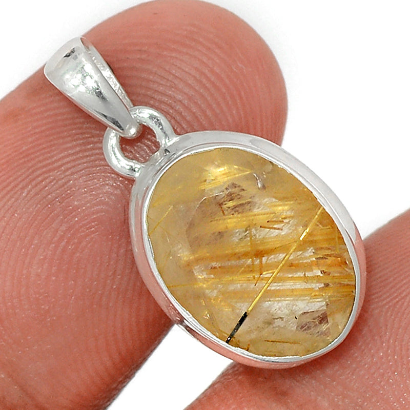 1" Golden Rutile Faceted Pendants - GRFP498