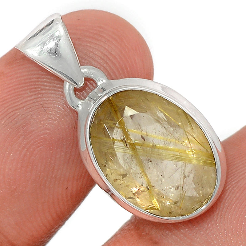 1" Golden Rutile Faceted Pendants - GRFP501