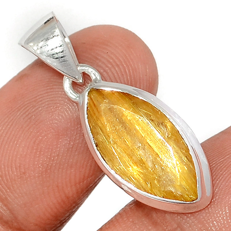 1.2" Golden Rutile Faceted Pendants - GRFP504