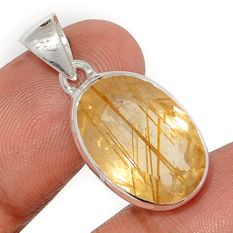 1.2" Golden Rutile Faceted Pendants - GRFP509