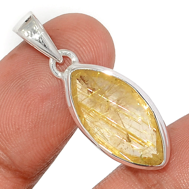 1.3" Golden Rutile Faceted Pendants - GRFP511