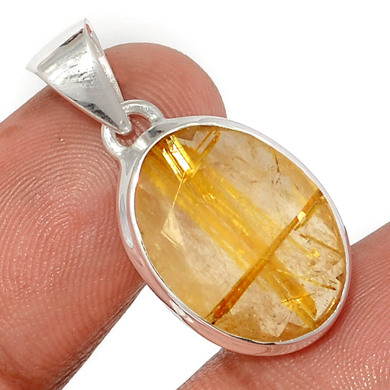 1.2" Golden Rutile Faceted Pendants - GRFP512