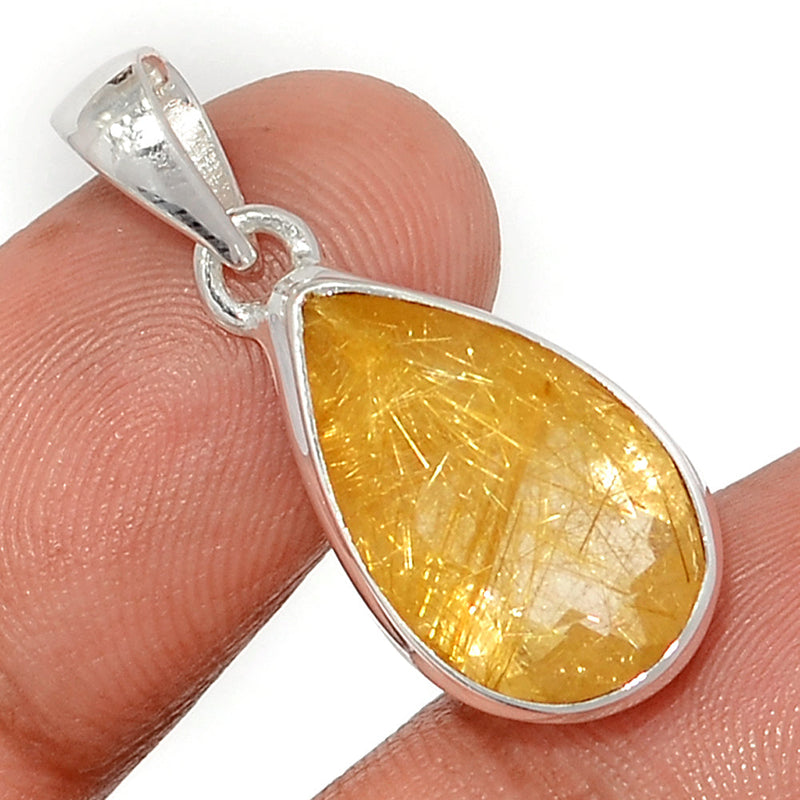 1.2" Golden Rutile Faceted Pendants - GRFP513