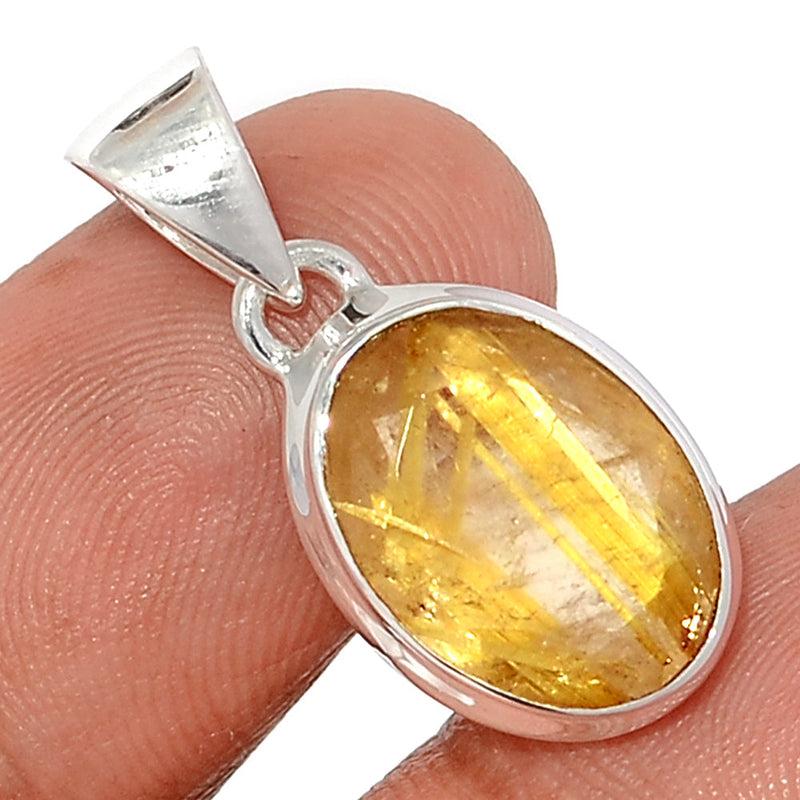 1.1" Golden Rutile Faceted Pendants - GRFP520